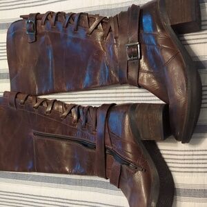 Leather knee high leather boots